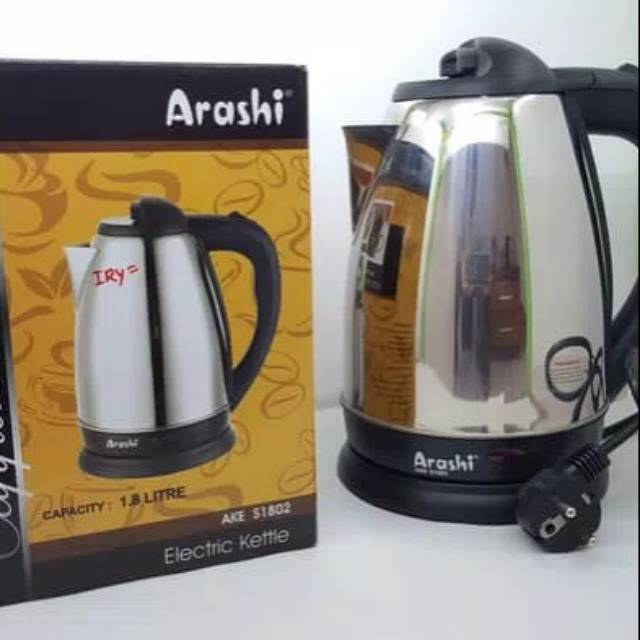 Teko Ceret Listrik Pemanas Air Steinless Arashi 1.8 Liter