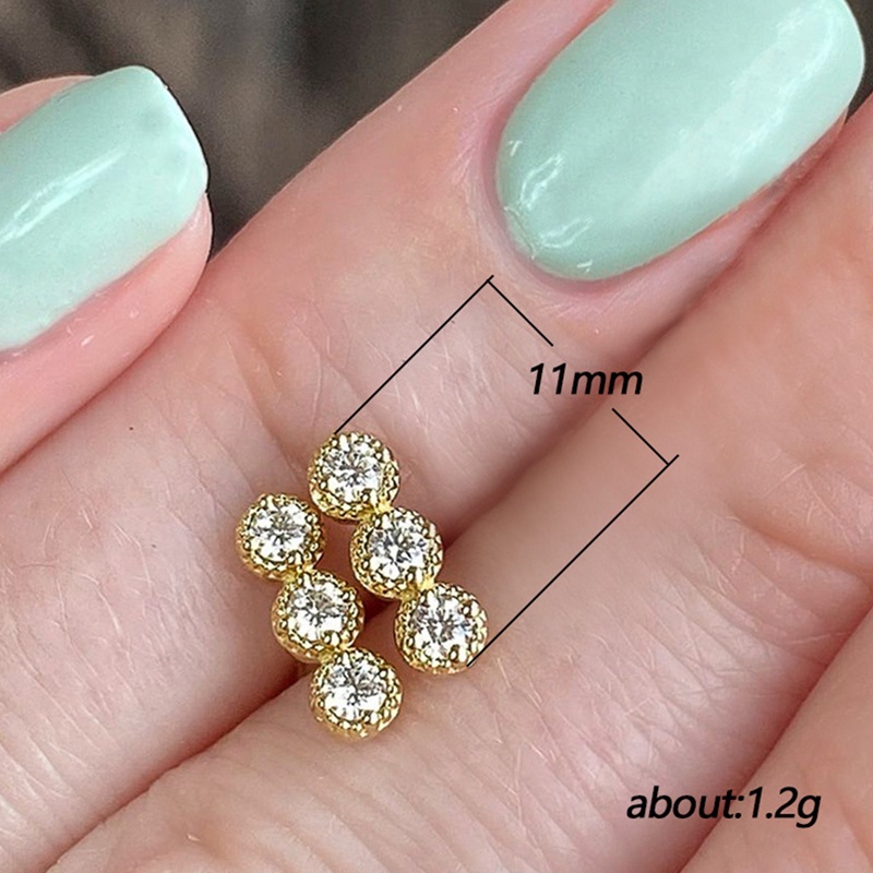 Anting Stud Bahan Metal Dengan Cubic Zirconia Untuk Wanita