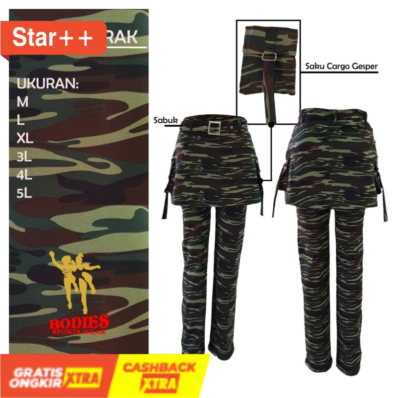 SETELAN OLAHRAGA SPORT UNTUK WANITA CEWEK MURAH / Celana Senam Rok Loreng Bodies Sportswear