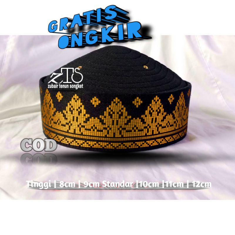 Peci songkok HITAM EMAS MOTIF BULAT kopiah peci bulat kualitas terjamin banyak pilihan warna