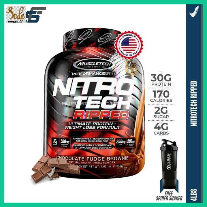 Fitnessuplemen- Nitrotech Ripped 4 Lbs Muscle Tech Whey Protein Nitro Tech Carnitine -Aslii.