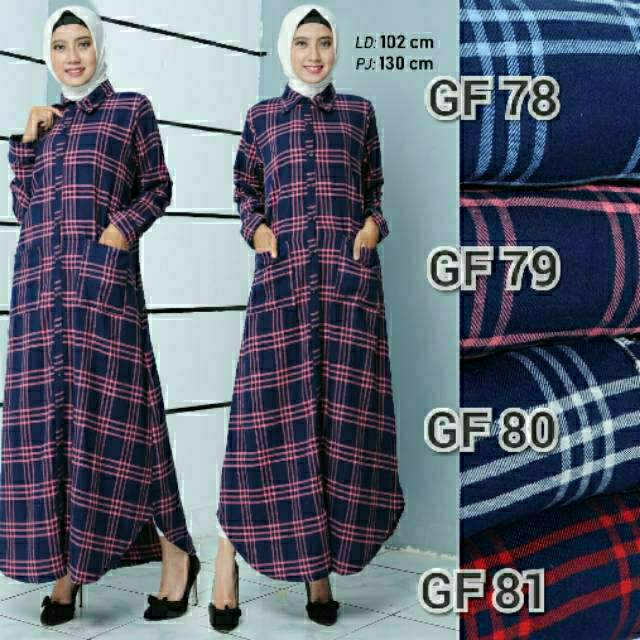 Gamis flanel/gamis kotak kotak/maxi kotak/gamis/maxi/long dress/long dress kotak