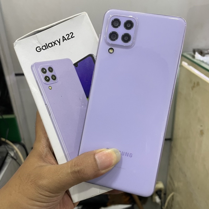 samsung a22 ram 6/128gb second bekas pakai mulus fullset original bawaan