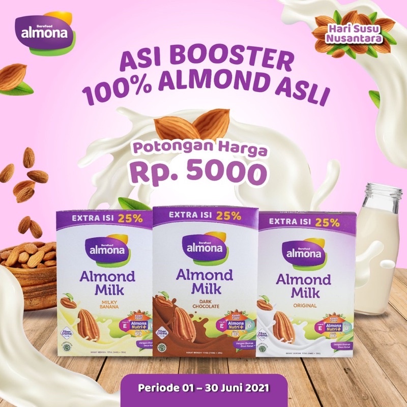 [BUY 3 GET dapat botol catik ] ALMONA Almond Milk Powder ASI BOOSTER with Daun Katuk susu ibu hamil bumil Rendah Gula - Tinggi Serat - Dairy Free Pelancar Asi Rekomendasi asi Booster Susu Ekstrak Daun Katuk Bebas Susn