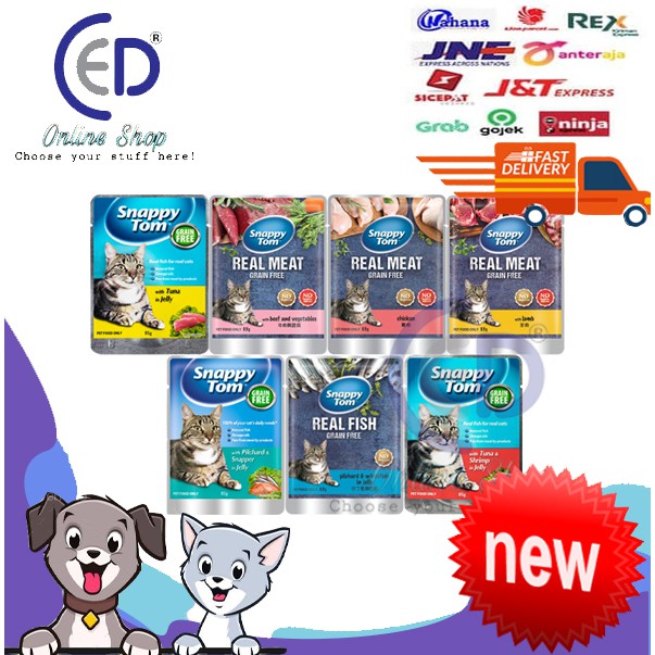 MAKANAN KUCING BASAH SNAPPY TOM POUCH 85GR ALL VARIAN