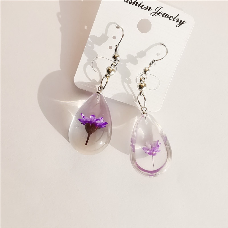 New Simple And Transparent Design Drop Resin Flower Earrings Ladies Gold-plated Crystal Earrings Sweet And Elegant Jewelry Gift