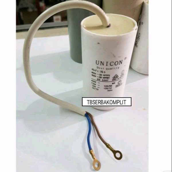 Kapasitor Kabel 50 MFD 400V 450V Capacitor Sparepart Pompa Air 50uf 400V 450V 50 uf 50mfd 400 V 450