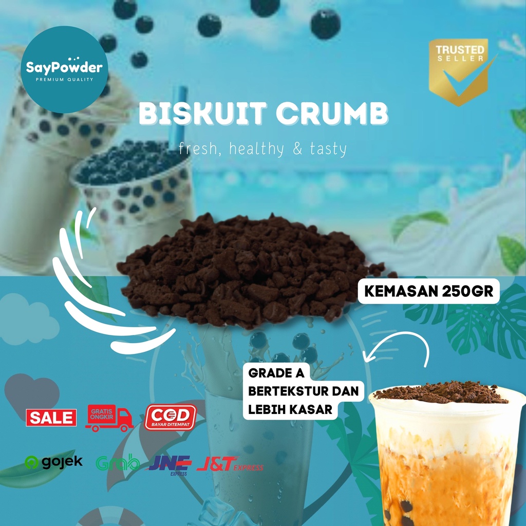 Topping Minuman Best Seller TOPPING BISCUIT CRUMB / REMAHAN BISCUIT / TOPPING BLACK CRUMBS / BISCUIT CRUMB KASAR 250gr