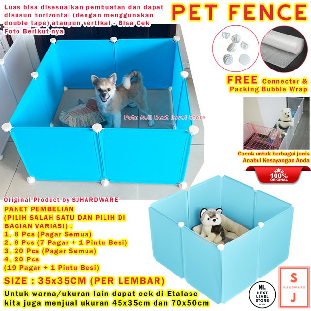 SJHardware Pet Fence Kandang Anjing Kucing Kelinci Pagar Plastik BLUE - Small Size 35x35cm