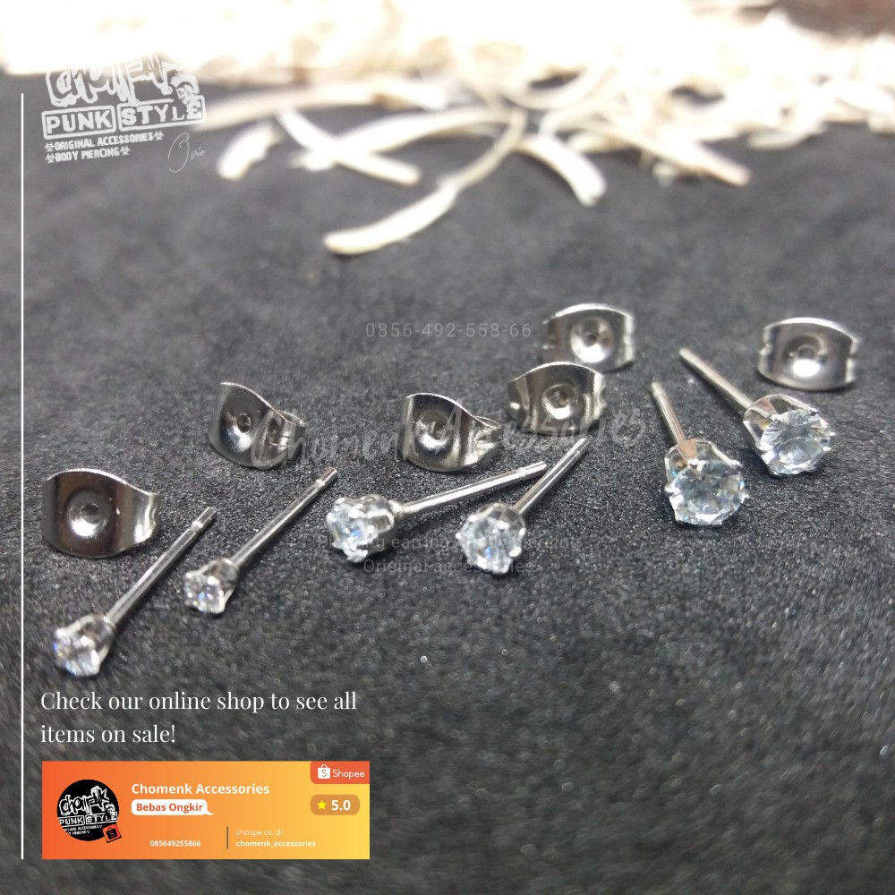 1pcs anting tindik anting pria anting titanium anting zicron anting titanium black-gold-silver titanium.