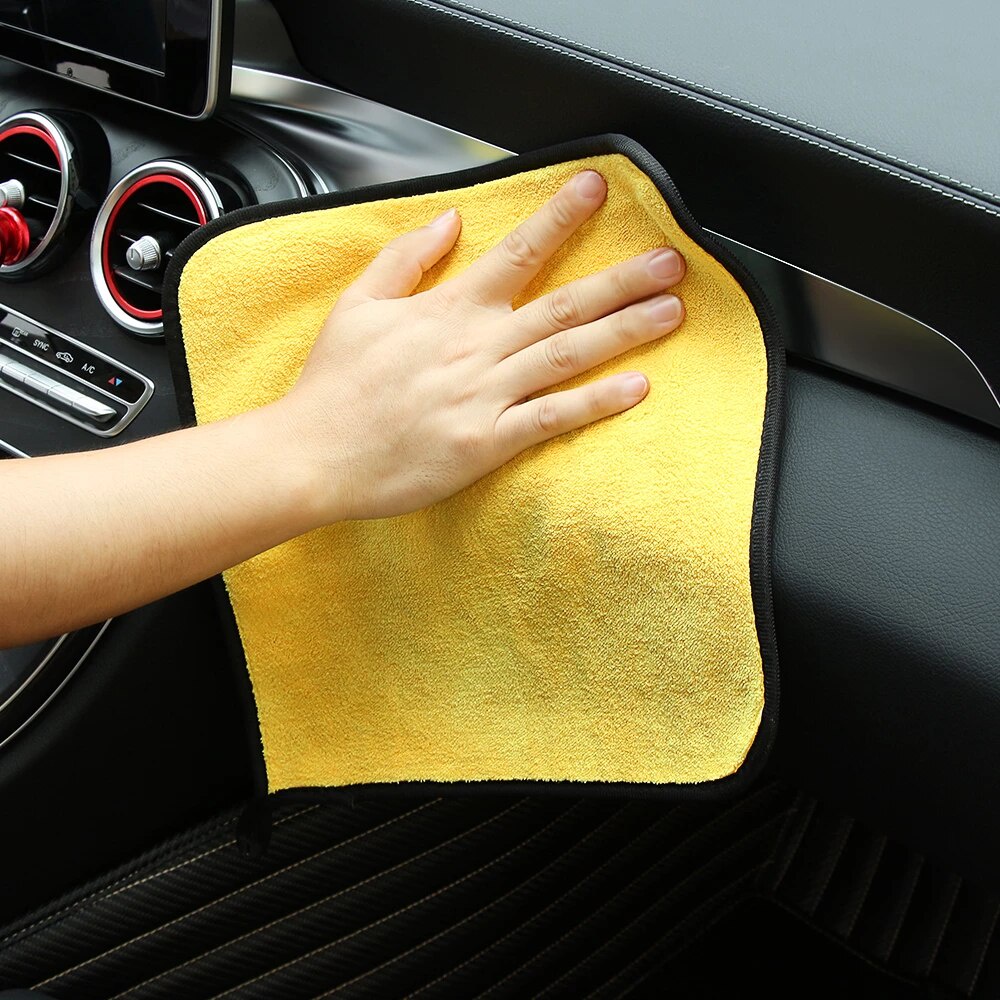 Kain Lap Premium Microfiber Serbaguna Ukuran 30X30Cm / 30X40Cm 2 Sisi Halus Kain Lap Kuning Mobil Motor Otomotif Towel Multifungsi