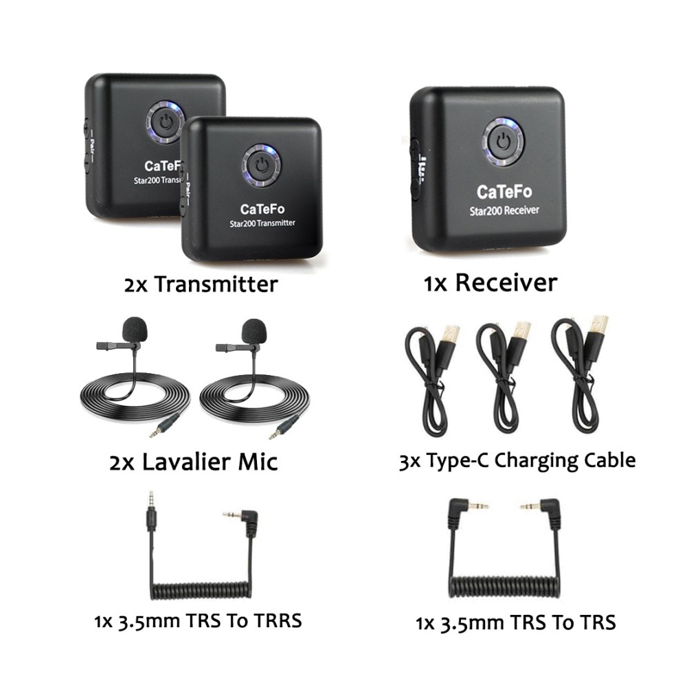 Catefo Star200 T2 2.4GHz Ultra Compact Digital Wireless Microphone RESMI