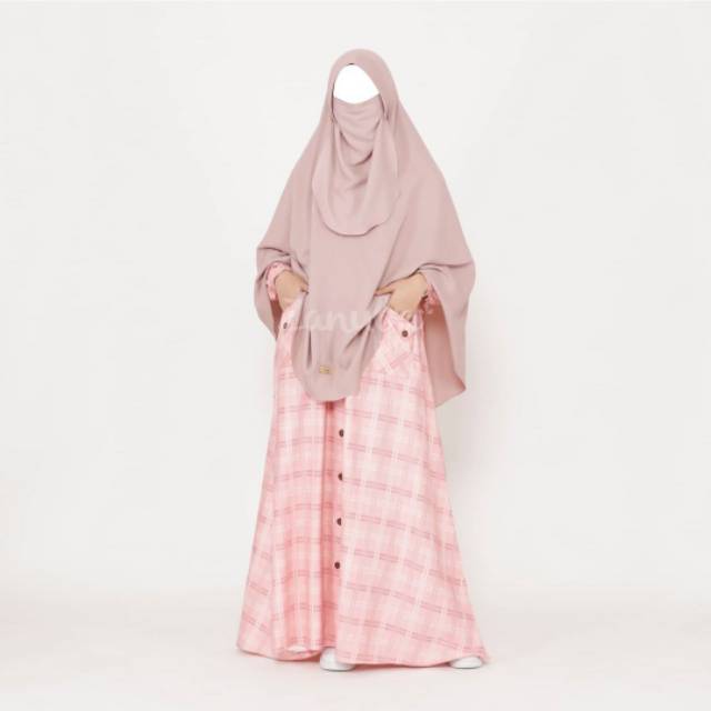 GAMIS KOTAK KOTAK SET /TARTAM BUTTON by ZANUBA HIJAB