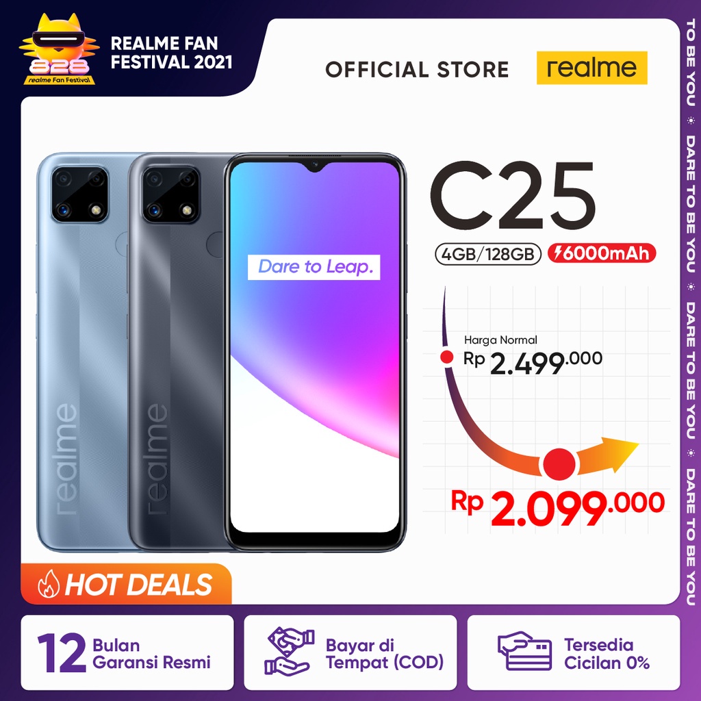 HP realme C25 4 128GB HelioG70, 6000mAh Mega Battery, 48MP AI Triple Camera, 18W Quick Charge