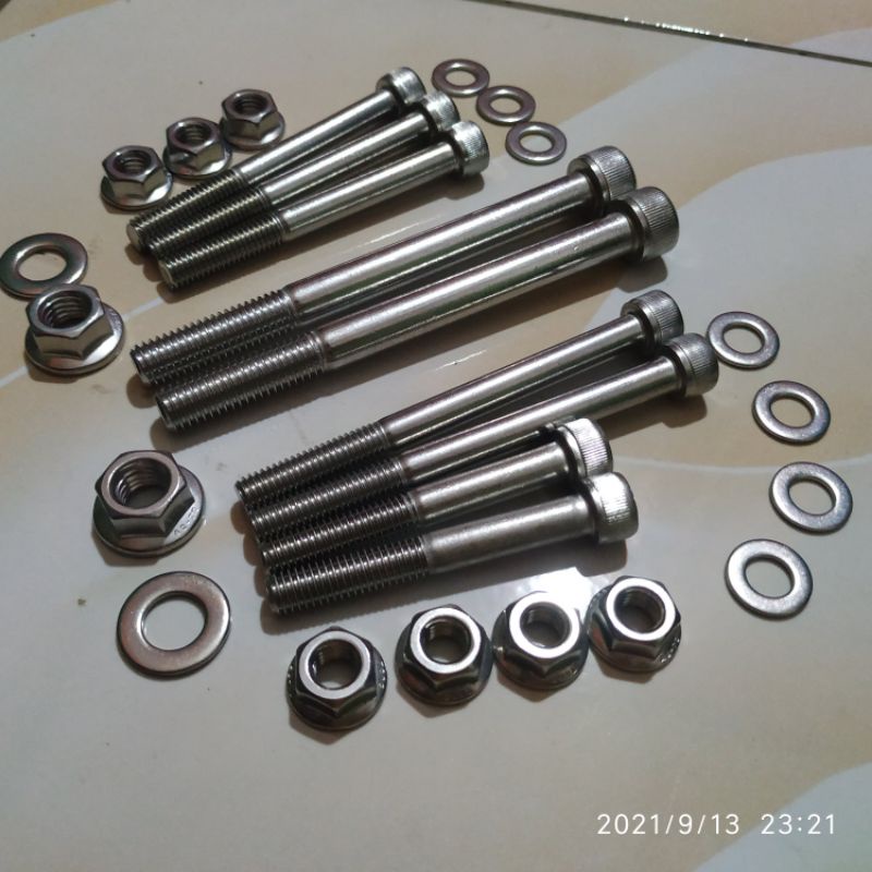 Baut Pangkon Mesin Tiger Fullset Stainless Asli