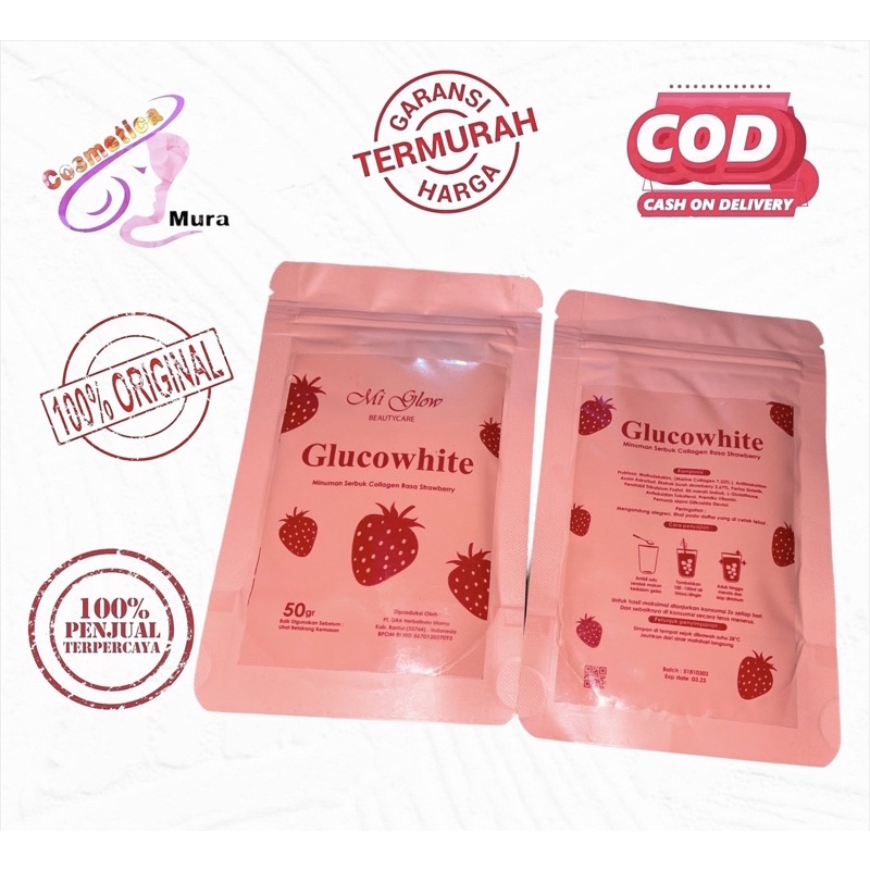 [bpom] mi glow beautycare glucowhite - minuman pemutih miglow collagen drink rasa strawberry