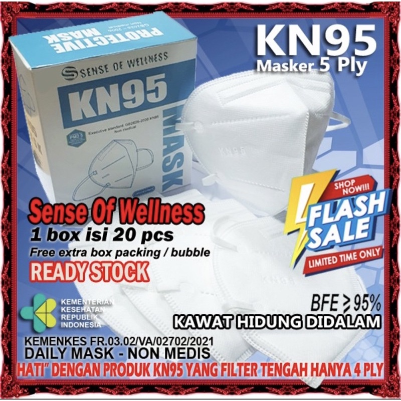Masker KN 95 5Ply Disposable Mask KN 95 5 Ply Earloop Daily Mask 1 box isi 20pcs KN-95 - KN95 5Ply SOW