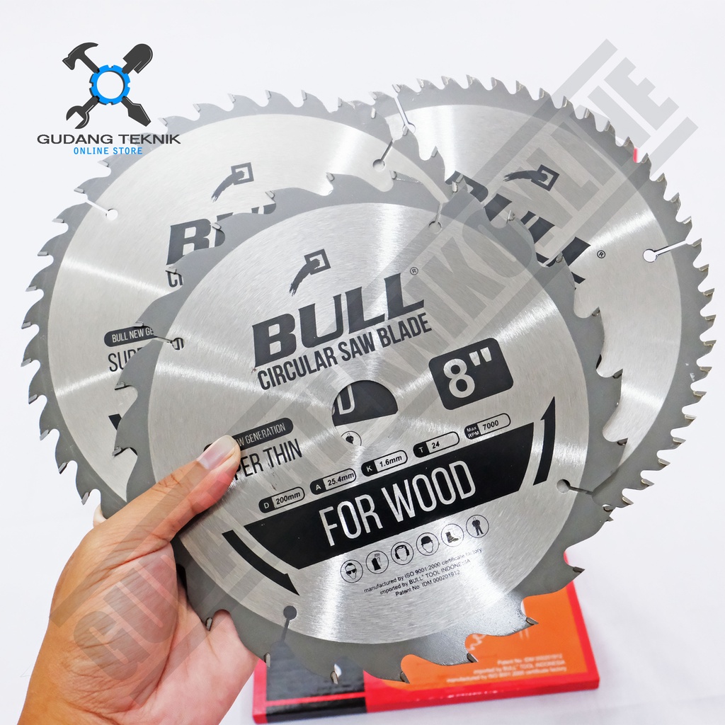 Mata Pisau Kayu Circular Saw BULL 8&quot; 24T 40T 60T - Mata Gergaji Circle 8 Inch 24T 40T 60T - Circular Saw Blade