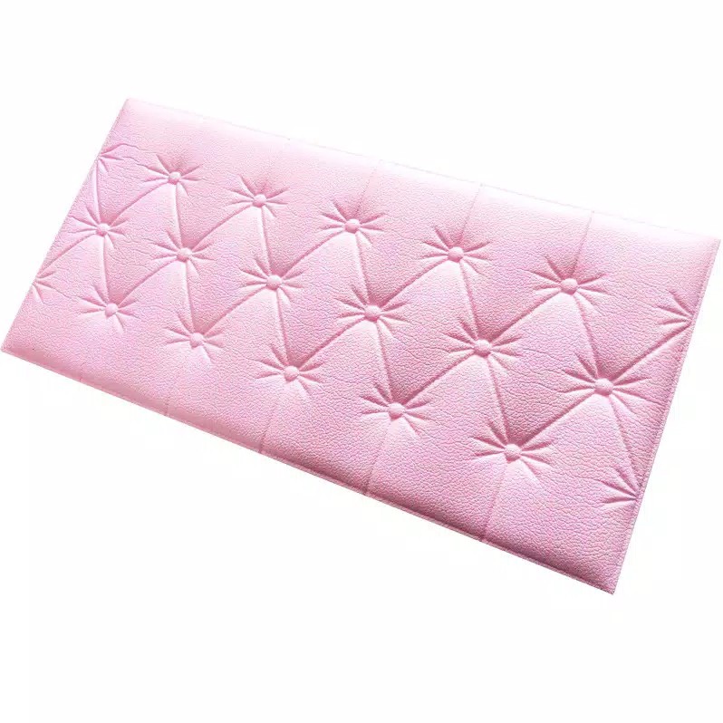 RB CM-H14 Wallpaper Dinding Kamar Headboard Bed Stiker Dekorasi Rumah Sticker Wall 3D Foam Murah-PINK