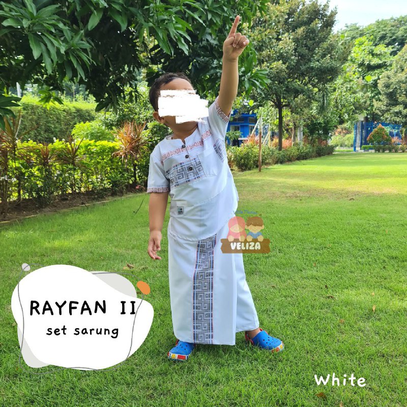 SET KOKO SARUNG ANAK PUTIH LENGAN PENDEK free peci RAYFAN USIA 3,4,5,6,7 TAHUN PREMIUM ORIGINA BY VE