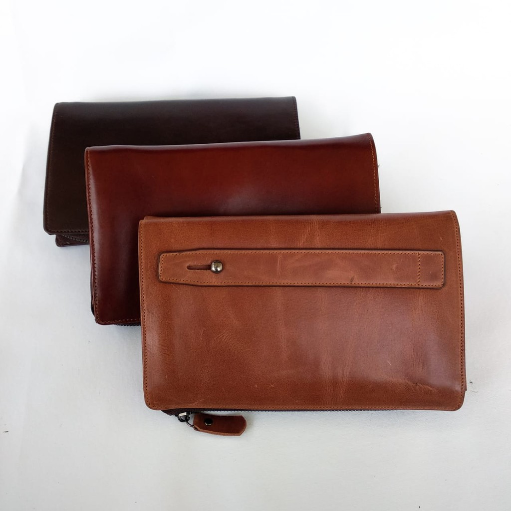 Clucth Handbag Pouch Kulit Asli Pria Wanita - HALETH Leather