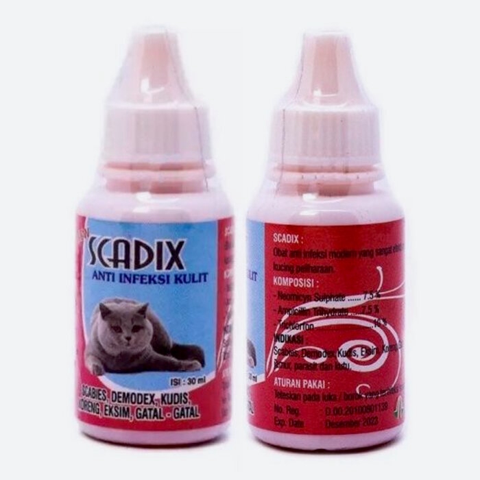 Scadix Cat 30ml Obat Scabies Kucing Kudis Koreng Borok Gatal Demodex