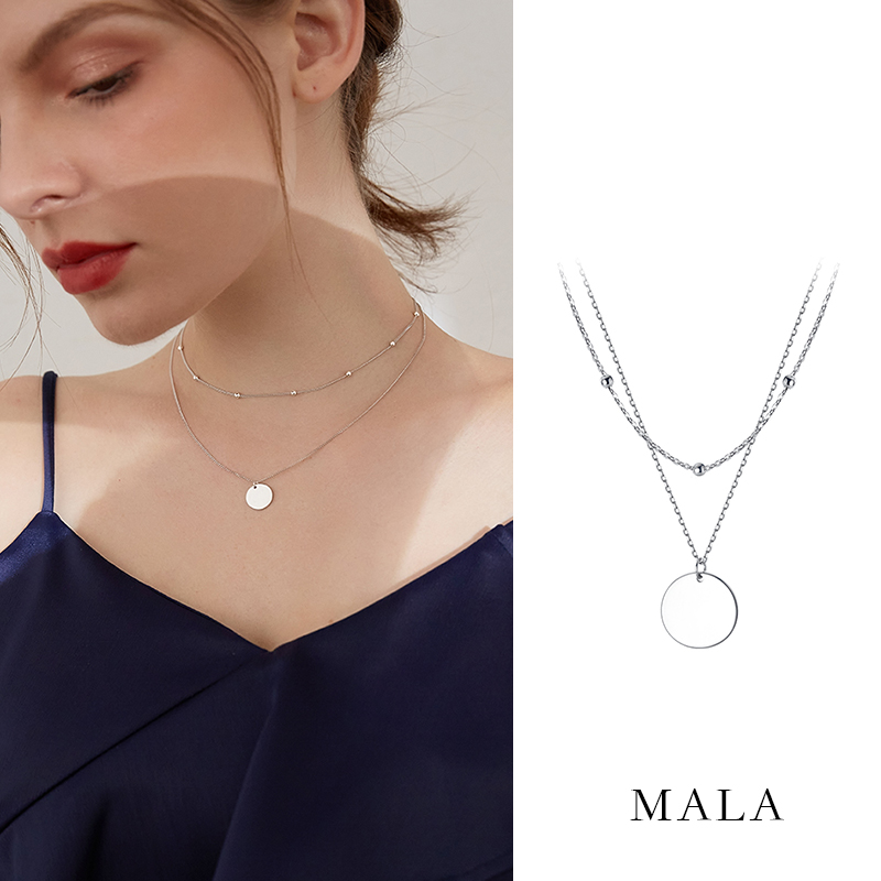 Kalung Model Double Warna Silver Gaya Korea Untuk Wanita