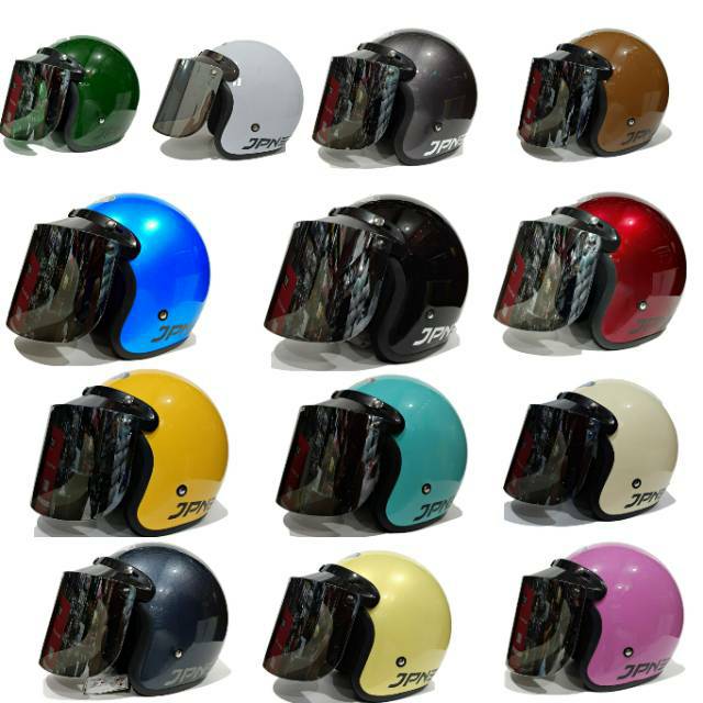 Helm JPN Retro Gloss Kaca Flat Silver