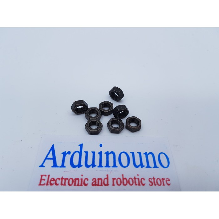 Nut MUR hole 4MM 4mm hex hexagonal besi metal black color