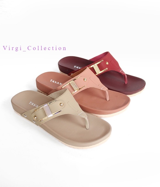 Sendal Jepit Wanita Kulit Murah Casual Santai Sandal Cewek Teplek Flat Flip Flop Cantik Tavano JM2