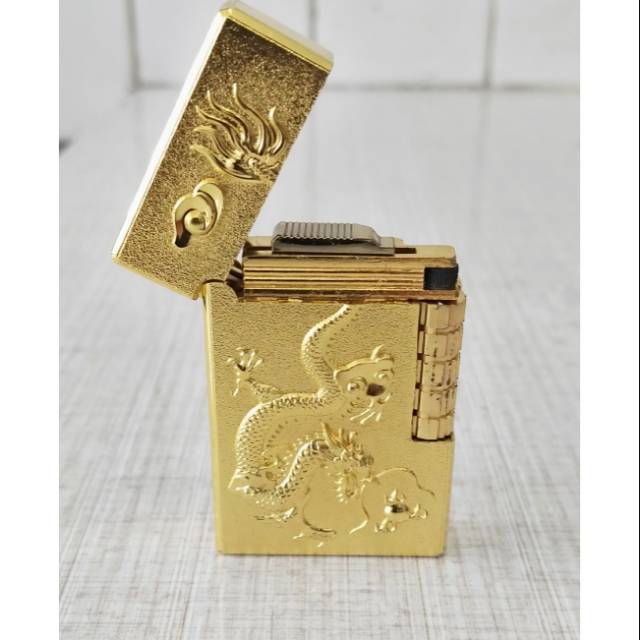 Mancis korek api karakter naga zippo gas design mewah gold