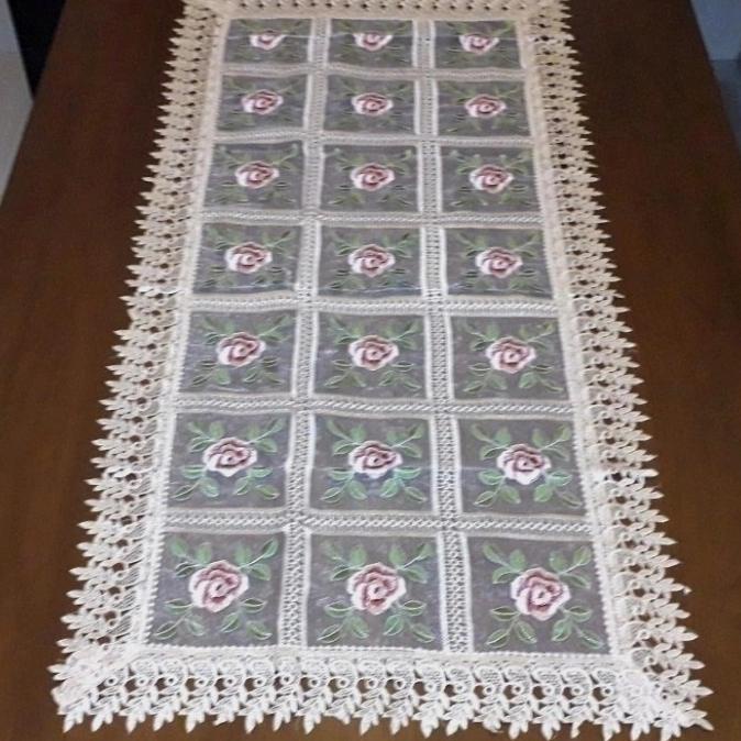 {{{{{{] Taplak Meja Tamu ukuran Besar Jumbo Kain Bordir Renda.