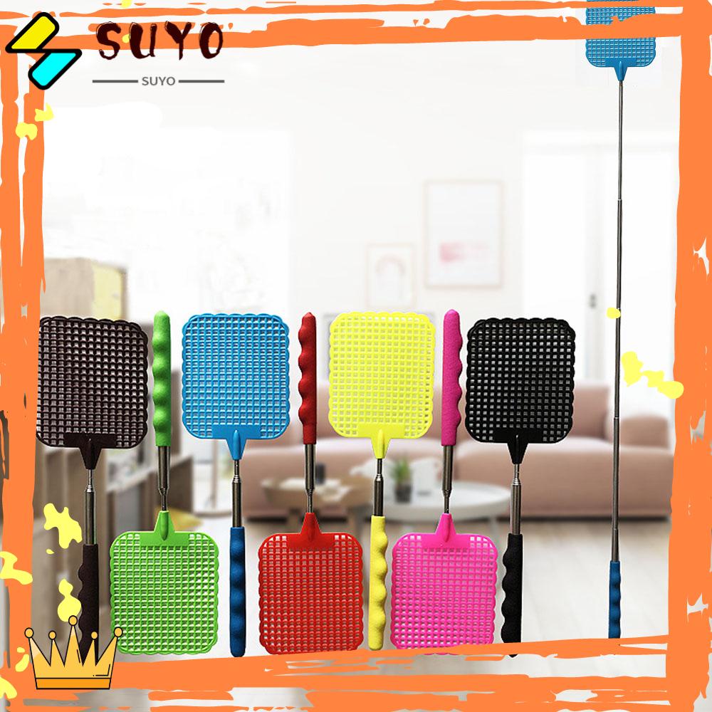 SUYOU Plastic Fly Swatter Household Stainless Steel Handle Flyswatter Home &amp; Garden Mini Extendable Cleaning Tools Indoor Dusters/Multicolor