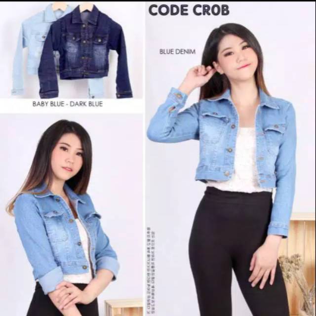 JAKET JEANS CEWEK MODEL CROP ALL SIZE TERSEDIA 2WARNA