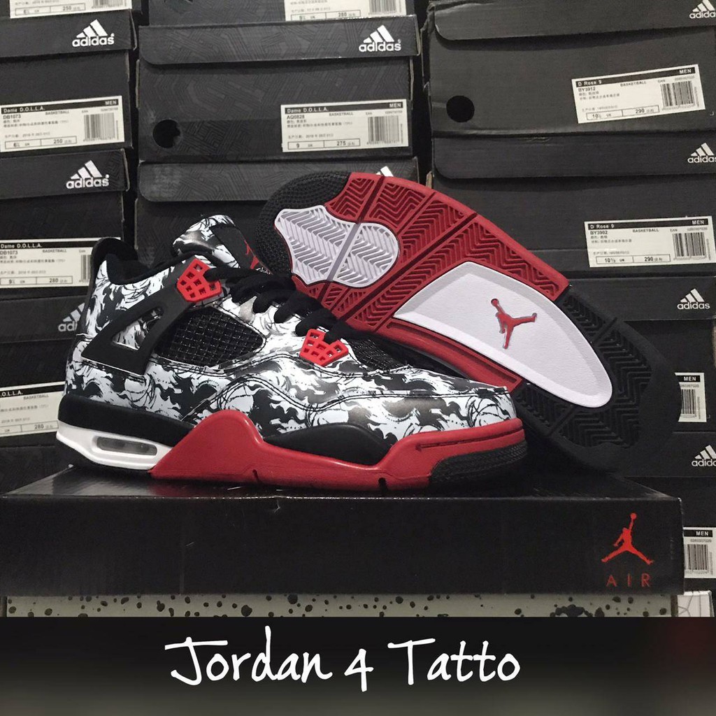 SEPATU BASKET AIR JORDAN 4 TATTO  BRED