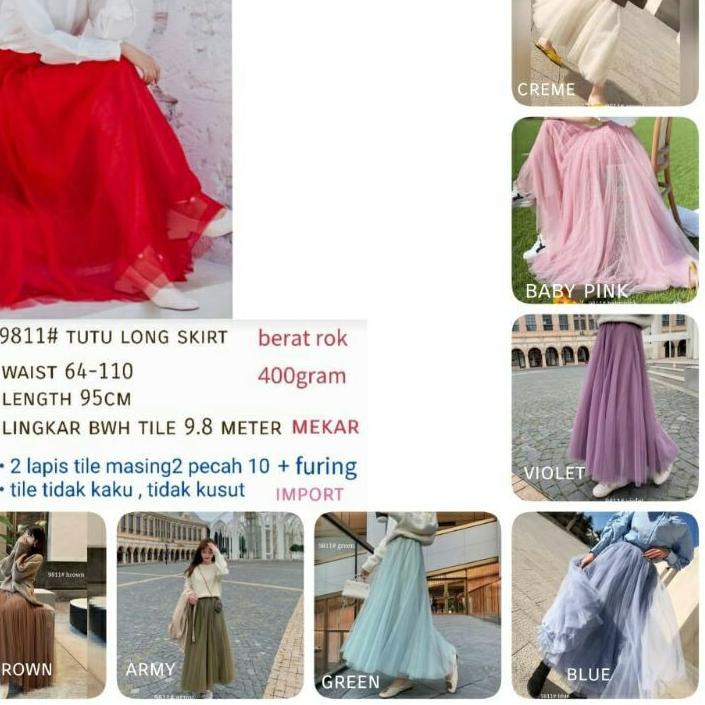9811 Rok tutu Lace 3 layer dewasa Korean style wanita import premium rok panjang tutu skirt panjang 