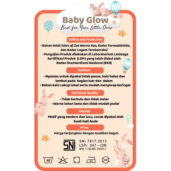 BAJU ATASAN LENGAN PENDEK BAYI UNISEX COTTON BABYGLOW