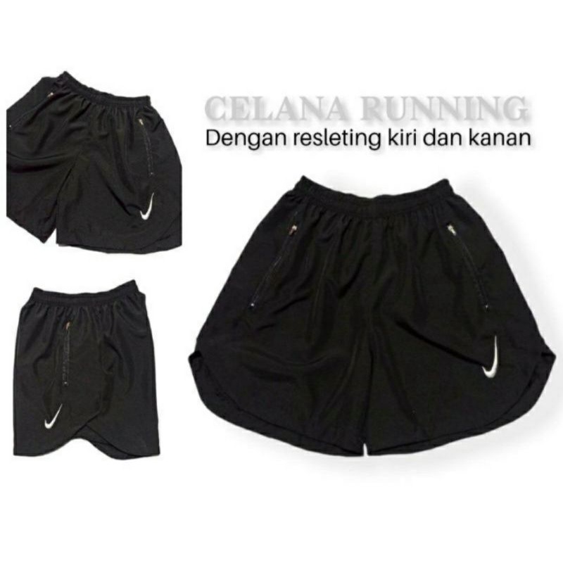 Celana Pendek Parasut Olahraga Saku Resleting Pria Wanita Running Gym Sport Kolor Volly Futsal Bulu Tangkis Jogging