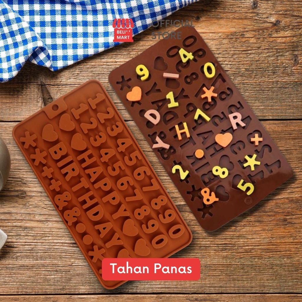 [BELIMART] Silicone Mold Food Grade Motif Alphabet Number | Cetakan Silikon Happy Birthday Simbol Abjad Nomor Makanan Resin Sabun Clay Coklat Fondant