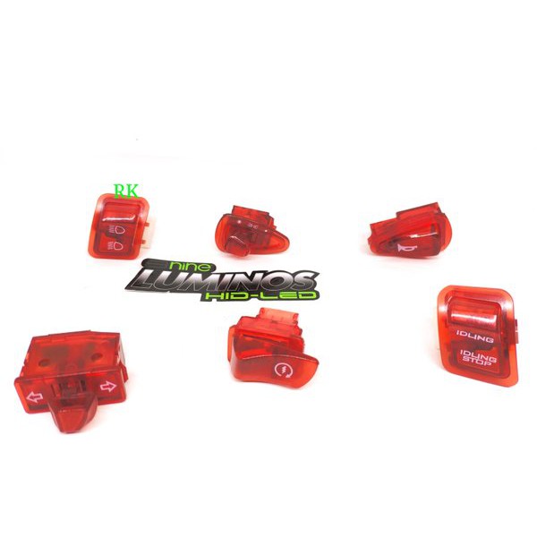 SWITCH ON OFF HONDA SET TRANSPARAN MERAH - SAKLAR VARIO BEAT SCOOPY - TOMBOL SAKLAR MOTOR HONDA