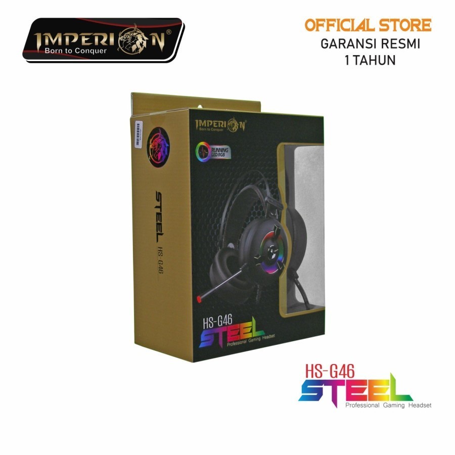 Headset gaming imperion wired audio 3.5mm Usb running rgb steel Hs-G46