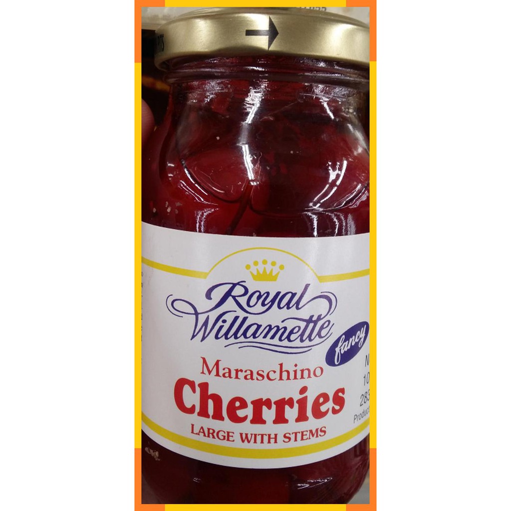 

Royal willamette | maraschino cherries | with stem | 283 gram | USA