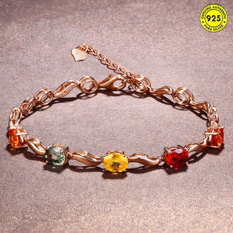 Wave Pattern Five-Color Gem Bracelet Fashion Micro Inlay Color Crystal Bracelet Five-Color Crystal Bracelet