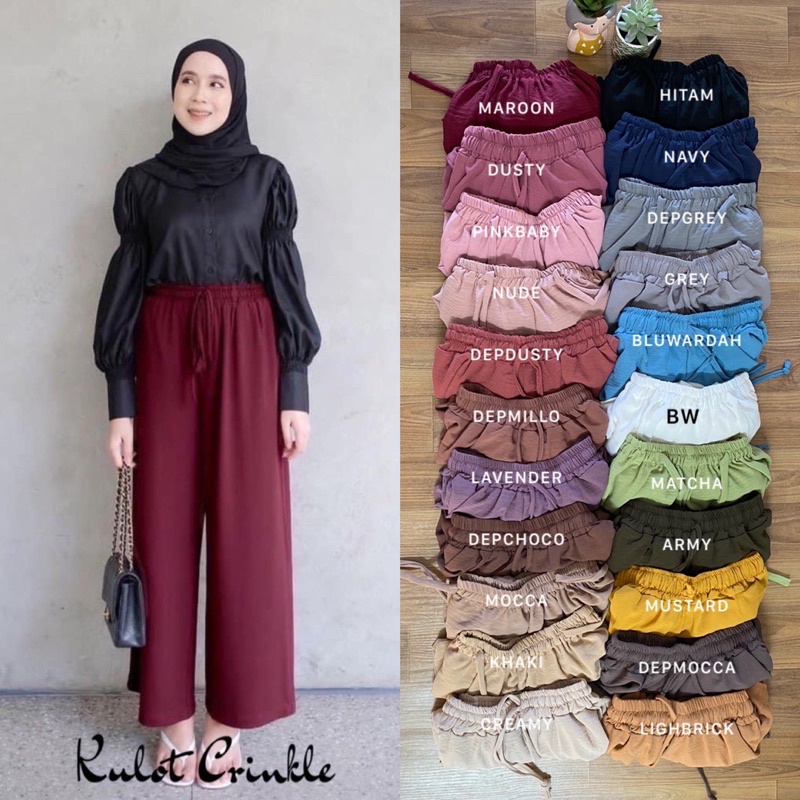 MB 01- Kulot Panjang wanita katun Crinkle airflow standar XL dan Jumbo 3L / XXL adem nyaman murah celana kerja / harian / santai