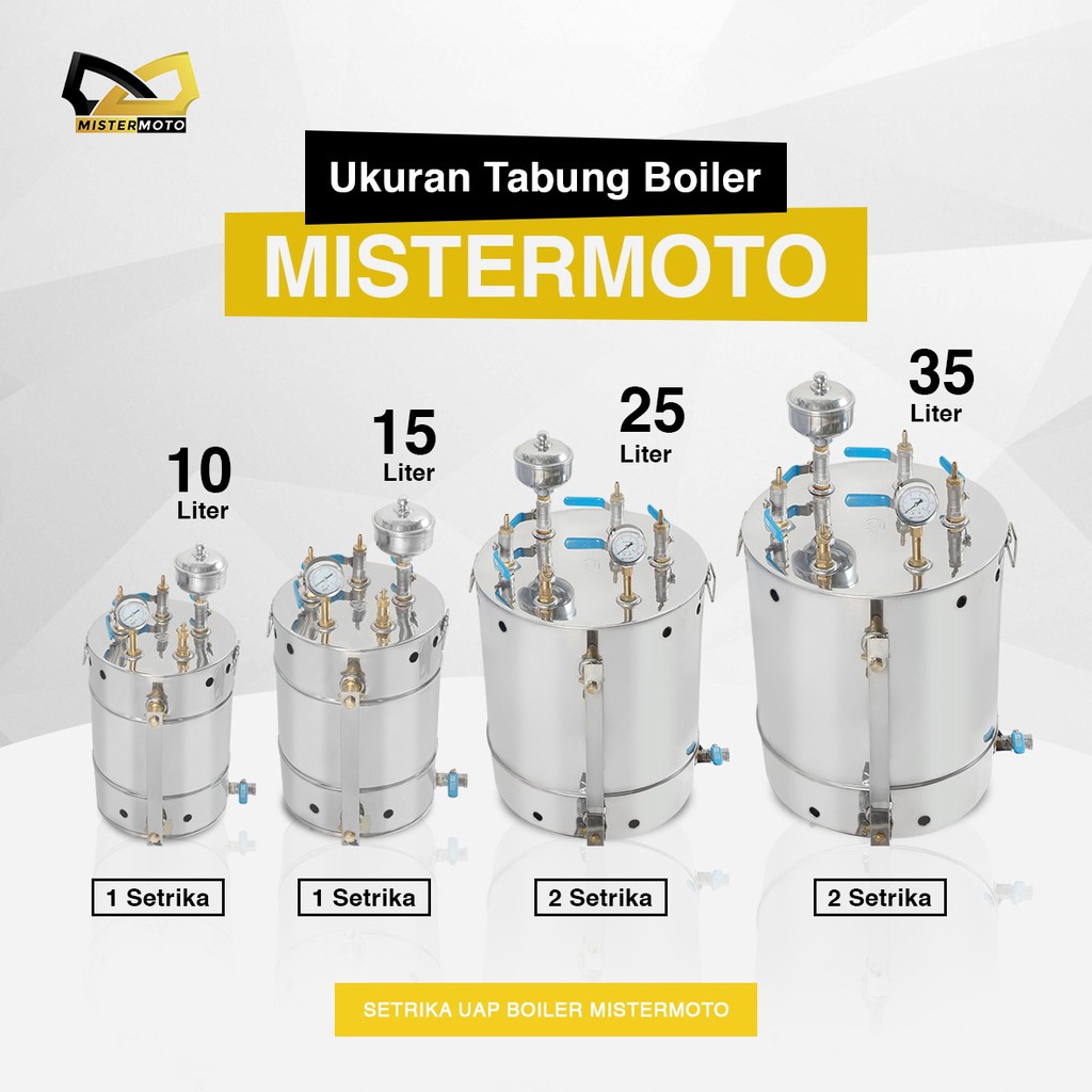 Setrika Uap Laundry Konveksi Gas MISTERMOTO 15 liter 1 Setrika