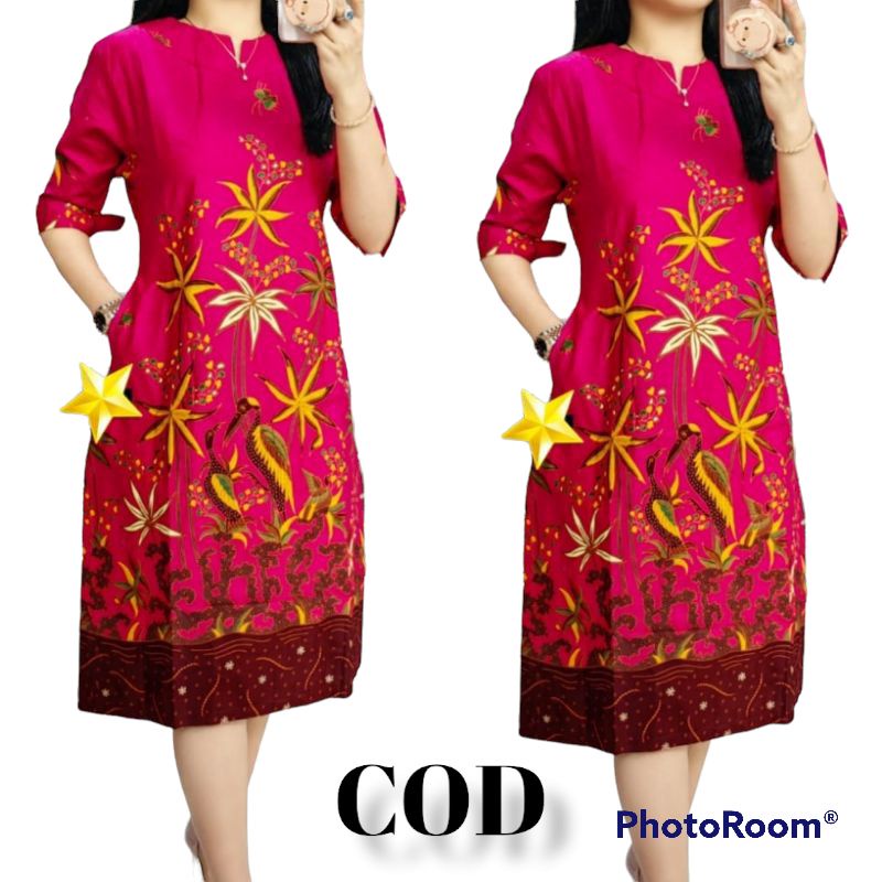 Dress Batik Wanita Modern - Batik Wanita - Atasan Batik Jumbo