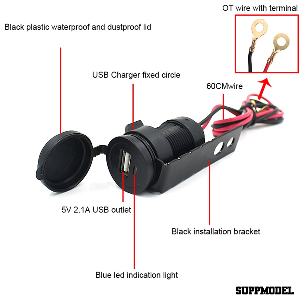 Spm Cs-223A1 Adapter Power Charger Usb 12v Bahan Metal Anti Air Untuk Motor