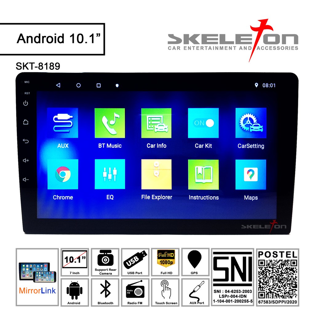 2 din Head Unit Android 10 inch Skeleton 8189 Double Din Bluetooth GPS Mirrorlink