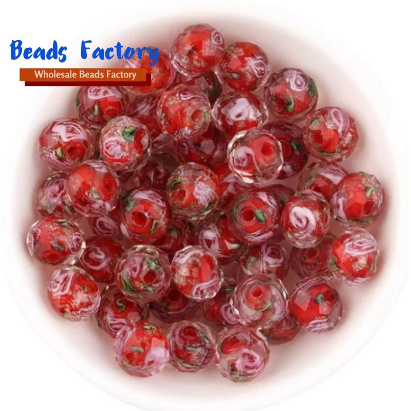 1 String Glasbeadrose Crystal Ceko Bunga Ceko Murano Bahan Gelang Emas