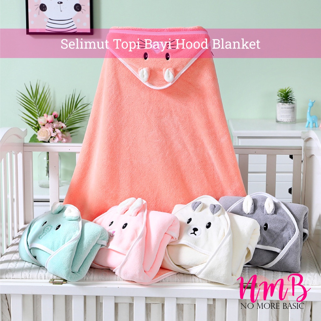 Selimut Topi Bayi Karakter Hood Blanket Newborn Selimut Bayi Karakter